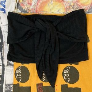 Strapless tie crop top